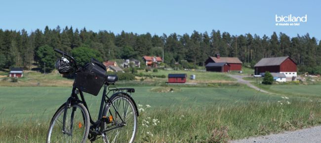 Bicicleta amb un paisatge de Suècia